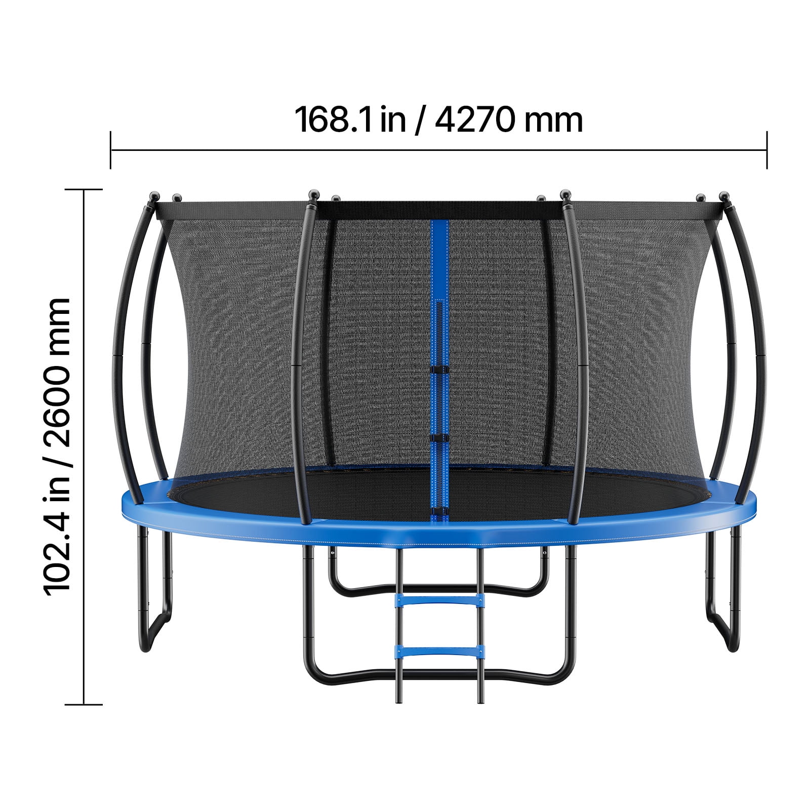 KFFKFF 14FT Outdoor Trampoline with Safety Enclosure, Durable Recreational Trampoline for Kids and Adults, ASTM Certified, 450 lbs Weight Limit, Rust-Resistant Design for Backyard Use