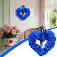 thumbnail image 3 of Blue Valentine'S Day Wreath Heart Shaped Artificial Decorative Wreath With Floral Design, Cloth Material And Elegant Style For Front Door Decorations Layout Props, 3 of 9