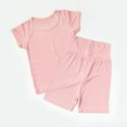 thumbnail image 3 of Loopsun Toddler Summer Sets, Kids Boys and Girls Round Neck Short Sleeve Solid T-shirt and High Waisted Shorts Set Pink 2-3 Years, 3 of 4