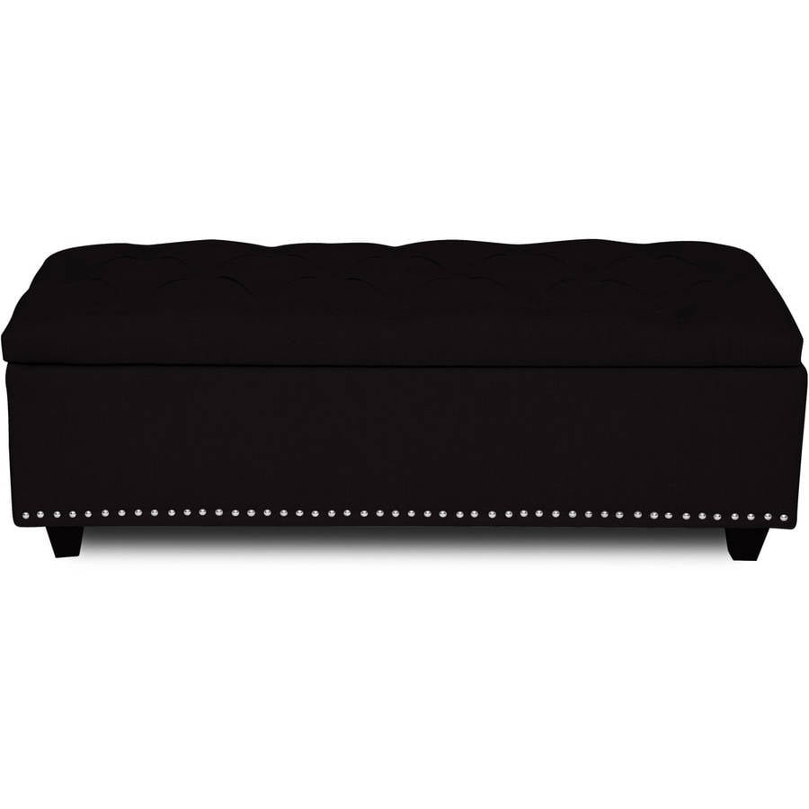 SUEDE BLACK OTTOMAN, 51x18x19 FURNITURE
