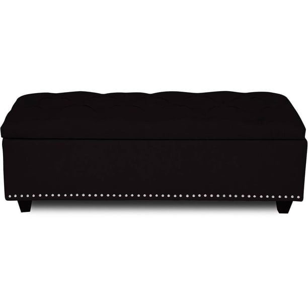 SUEDE BLACK OTTOMAN, 51x18x19 FURNITURE