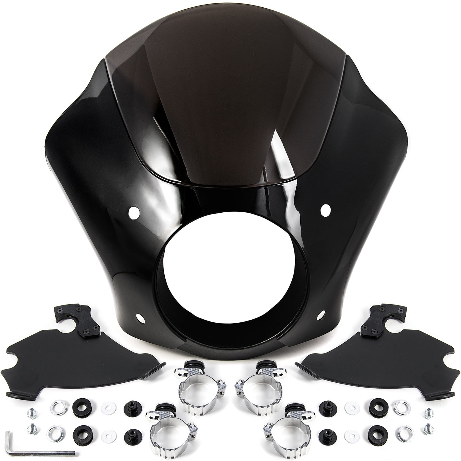 Krator NEW Black & Smoke Quarter Fairing Windshield Kit + Fork Mounting