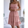 thumbnail image 5 of Jaimenalin Women Ruffled Tiered Adjustable Spaghetti Strap Midi Dress Pink S, 5 of 9