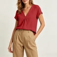 thumbnail image 5 of Cilsoka Cotton Linen Tops for Women 2026 Roll Up Short Sleeve V Neck Lightweight Breathable Shirt Summer Casual Loose Fit Blouse, 5 of 6