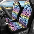 thumbnail image 2 of Pzuqiu 14 Pcs Colorful Leopard Print Automotive Seat Cover Accessories Front Rear Car Seat Covers Steering Wheel Seat Belt Headrest Center Console Pad Coasters Chapstick Keychain Holder Wrist Lanyard, 2 of 7