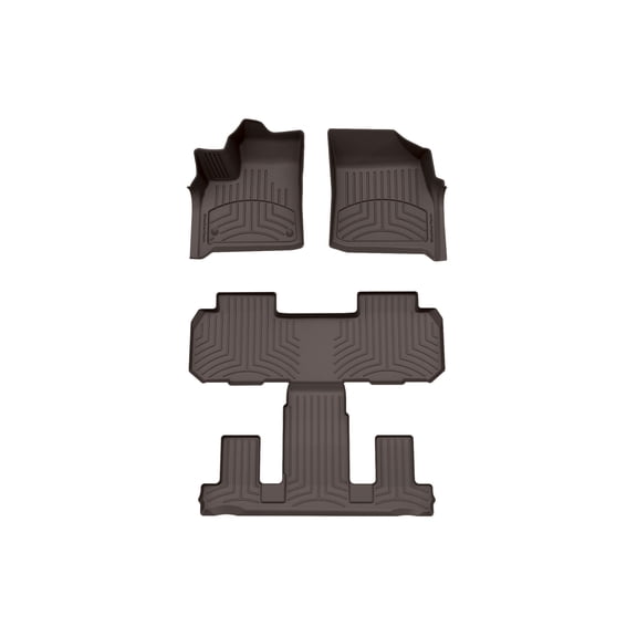 WeatherTech FloorLiner HP Custom Fit Floor Mats compatible with 2018-2024 Buick Enclave - Complete Set (1st Row, 1-Piece 2nd/3rd Row), Cocoa