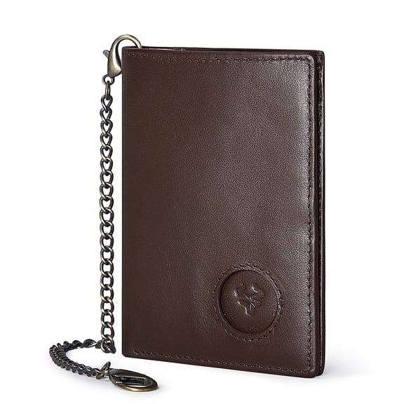 TAZAG Genuine Leather Wallet With Airtag Tracker Hole Head Layer Cowhide RFID Pull-out Card Holder