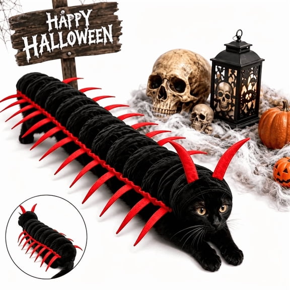 Centipede Cat Costume, 3D Halloween Pet Cosplay Outfit, Multi-Leg Character Costume, Red Crawling Design for Cats