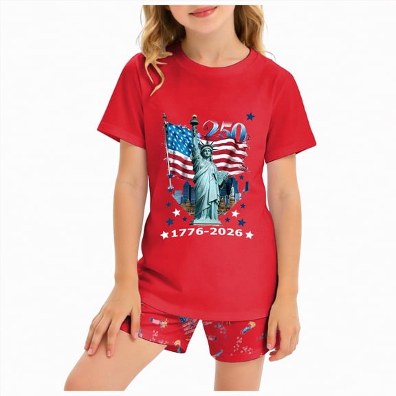 HCNTES Toddler Baby Boy Newborn Infant Girl Independence Day Clothes Short Sleeve Pullover shirt Tops And Short Set Soft Unisex Summer Loungewear Outfits Set(F02-Red,4-5 Years)