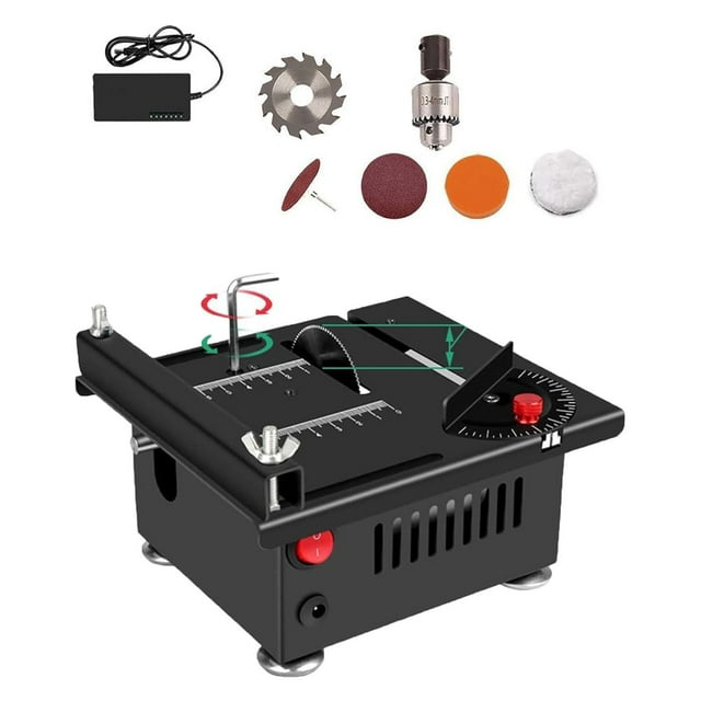 Huanglei Mini Mul.ti Functional Table Saw Mini Table Saw For Crafts Mini Table Saw For Wood Cutting Adjustable Portable Mini Table Saw For Wood Cutting