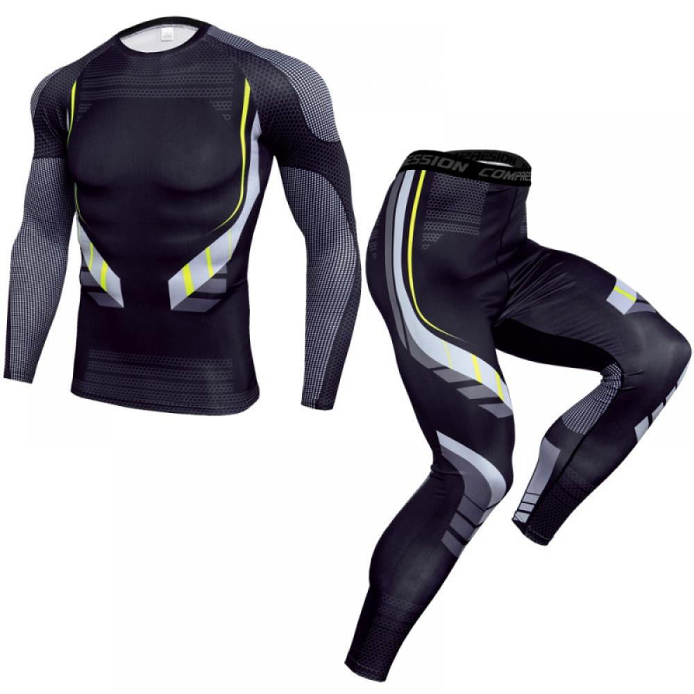 Mens Quick Dry Thermal Tracksuits Fitness Compression Underwear Sets/Tops/Bottom 