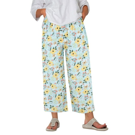

Aompmsdx Women S Pajama Pants Comfy Printed Wide Leg Lounge Pants Bow Elastic Waist Long Pj Bottoms