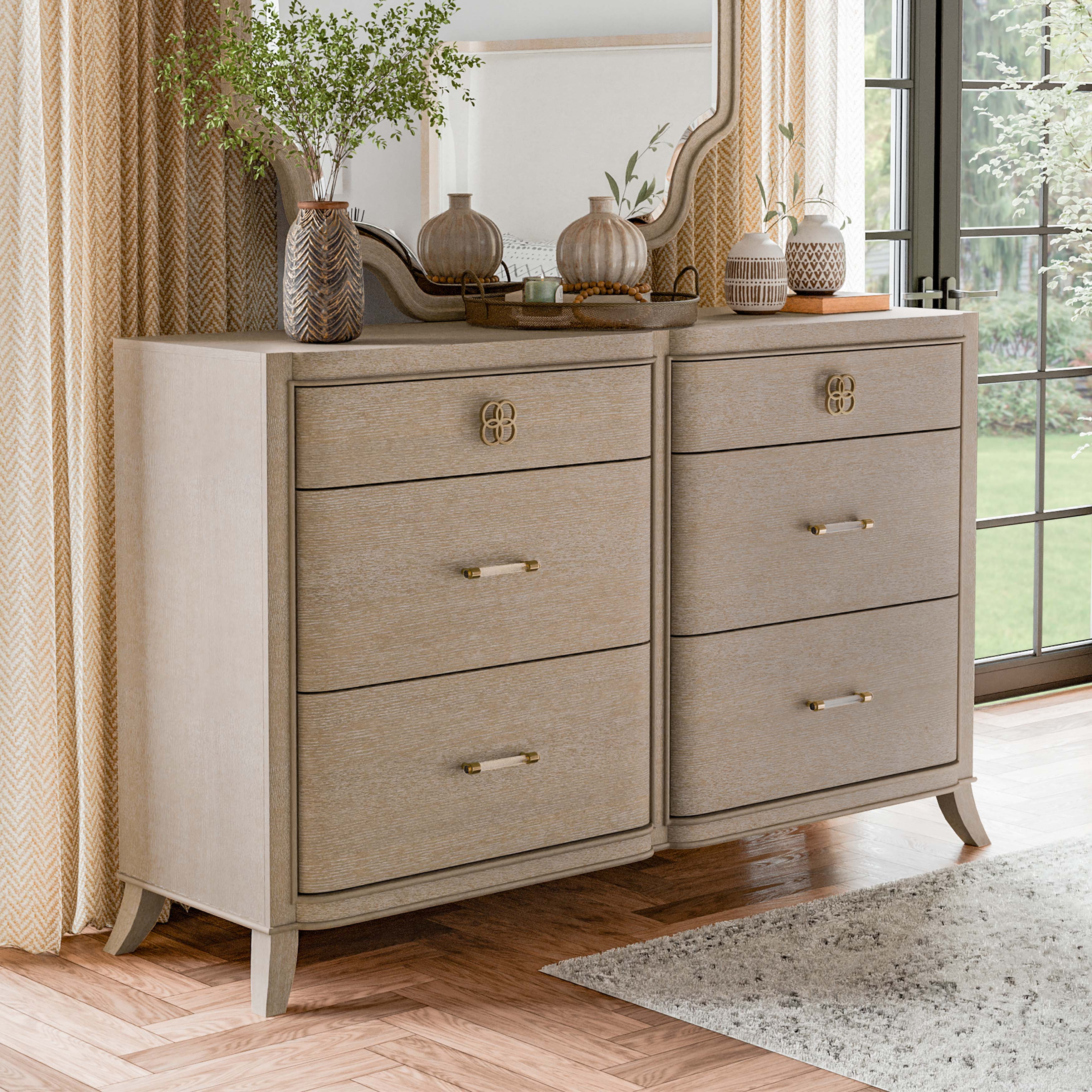Furniture of America Enmi 6-Drawer Solid Wood Adult Bedroom Dresser, Natural Oak