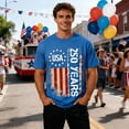 thumbnail image 2 of Sjldqy Mens 4th Of July Shirt Loose Lightweight Vintage American Flag Letter Print Graphic Tee Short Sleeve Crew Neck Anniversary Summer Patriotic Top For Men Size 4Xl Blue, 2 of 4