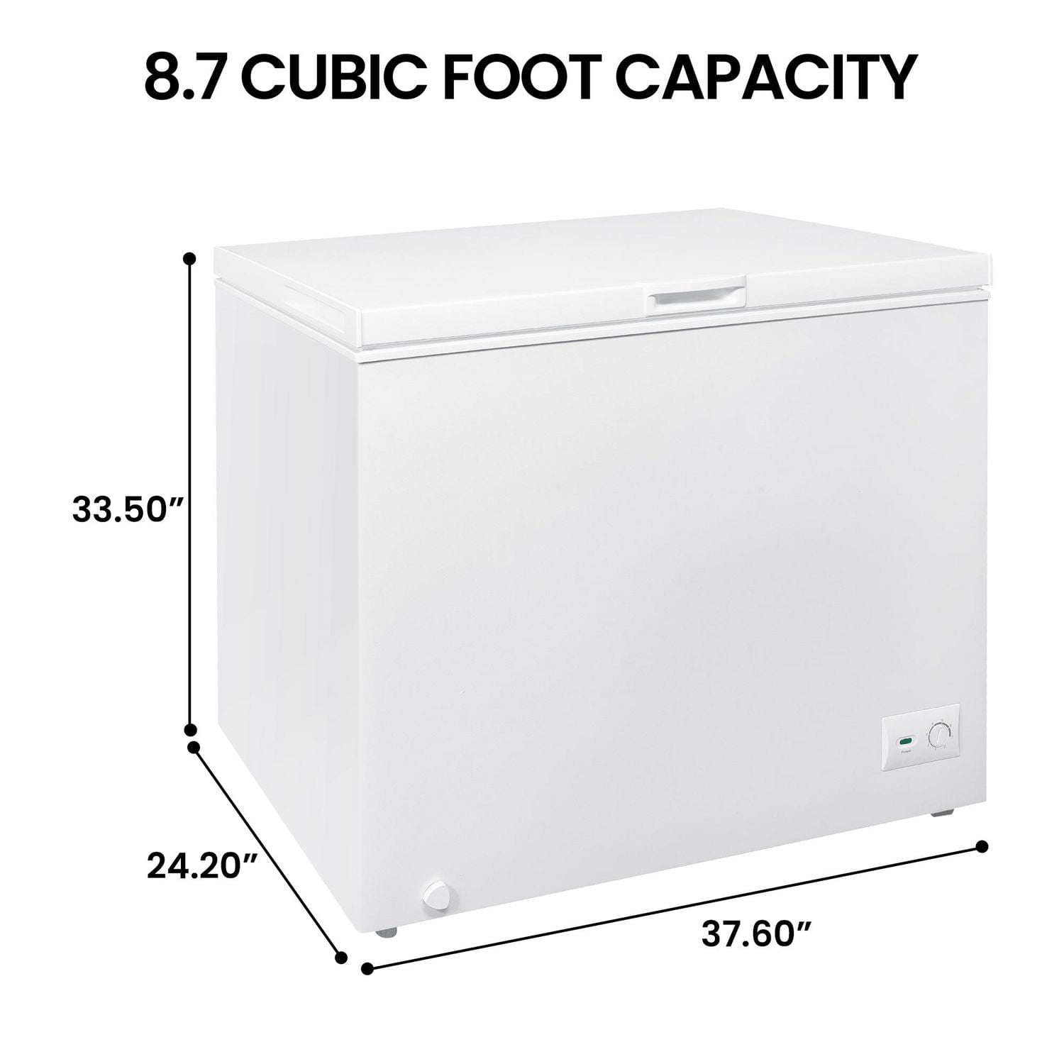 Kenmore 8.7 Cu. Ft Chest Freezer, 246L, Manual Defrost, Balanced Hinge Lid, Garage-Ready, White, Small Freezer