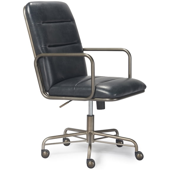 Finch Franklin Bonded Leather Mid-Back Office Chair with Arms, 275 lb Capacity, Dark Gray