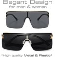 thumbnail image 2 of A Pack Of 2 Stylish Sunglasses (gold Framed Black Gray+gold Framed Earth Yellow) For Men And Women With Oversized Uv400 Flat Top Square Glasses, 2 of 5