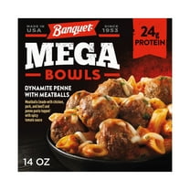 Banquet Mega Bowls Dynamite Penne and Meatballs, Frozen Meal, 14 oz (Frozen)