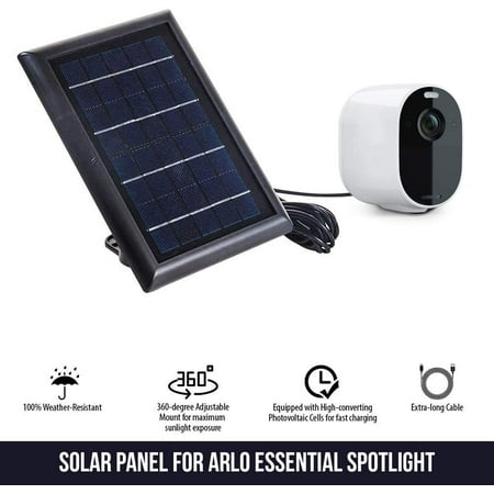 Wasserstein - Mountable Solar Panel for Arlo Essential and Essential XL Spotlight Security Cameras - Black