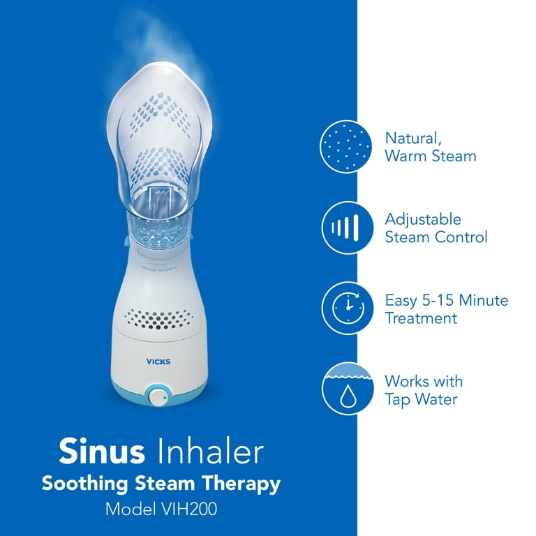 Vicks Sinus Non Medicated Steam Inhaler, for Allergies, Cough and Colds,  White, VIH200 