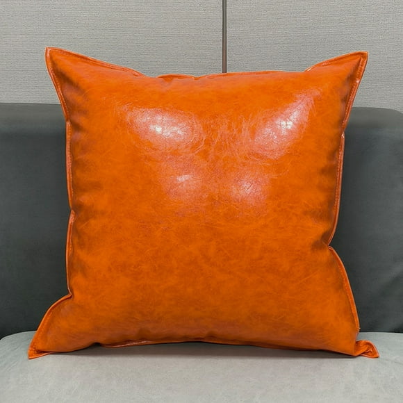 COM1950s Solid Color Pu Leather Pillow Covers,18X18 Inch Decorative Sofa & Cushion Covers with Hidden Zipper,Outdoor Indoor Throw Pillowcases Only (Insert Not Included)