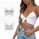 thumbnail image 4 of Playeras,Blusas y Tops,Ropa para Mujer Tank Tops Mujer Ropa de abrigo de verano para mujer, ajustado, con cordones, ajustable, sin espalda, tejido, seda de leche, chaleco con tirantes (White, L), 4 of 7