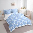 thumbnail image 3 of Manfei Girly Blue Bowknot Bedding Comforter Set 7pcs for Kids, Cute Love Heart Queen Bedding Sets, Princess Cartoon Theme Reversible Queen Sheet Sets, Ultra Soft Home Decor, 3 of 7