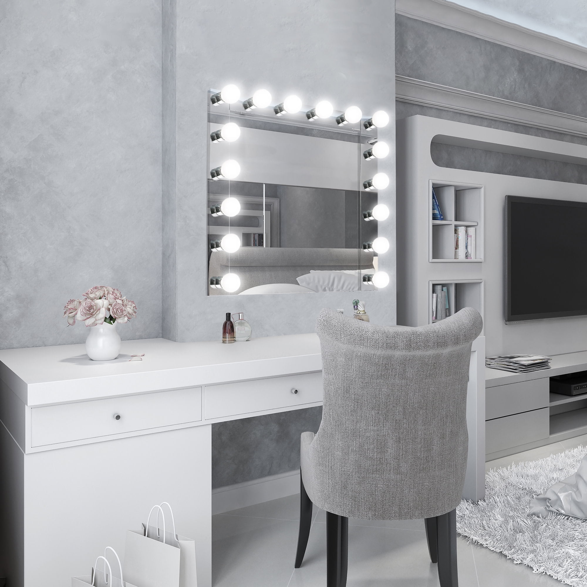 Design House 500892 4-Light Vanity Strip Light Contemporary Dimmable for Bathroom, Bedroom, Makeup Vanity, Polished Chrome