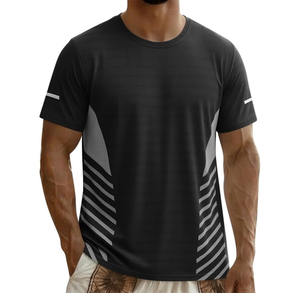 Havenx Mens Workout Shirts Short Sleeve Crewneck Shirts Rapid Dry Moisture-Wicking T-Shirts Athletic Performance Cooling Fishing Lightweight Tee Tops,Black M