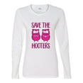 thumbnail image 2 of Wild Bobby Breast Cancer Awareness Save the Hooters 2 Chicks Funny Breast Cancer Awareness Women Graphic Long Sleeve T-Shirt, White, Large, 2 of 6