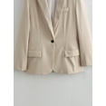thumbnail image 6 of Breezora Women's Casual Single Button Blazer Lapel Open Front Long Sleeve Pocket Jacket L Size Beige, 6 of 8
