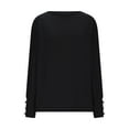 thumbnail image 5 of Tawop Shirts for Women Womens Tee Shirts Round Neck Long Sleeve Button Drop Shoulder Black L(Us:8), 5 of 6