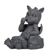 ABZ Brand Nose Picker Dragon Garden Display Decorative Accent Sculpture Stone Finish 10 inch Tall