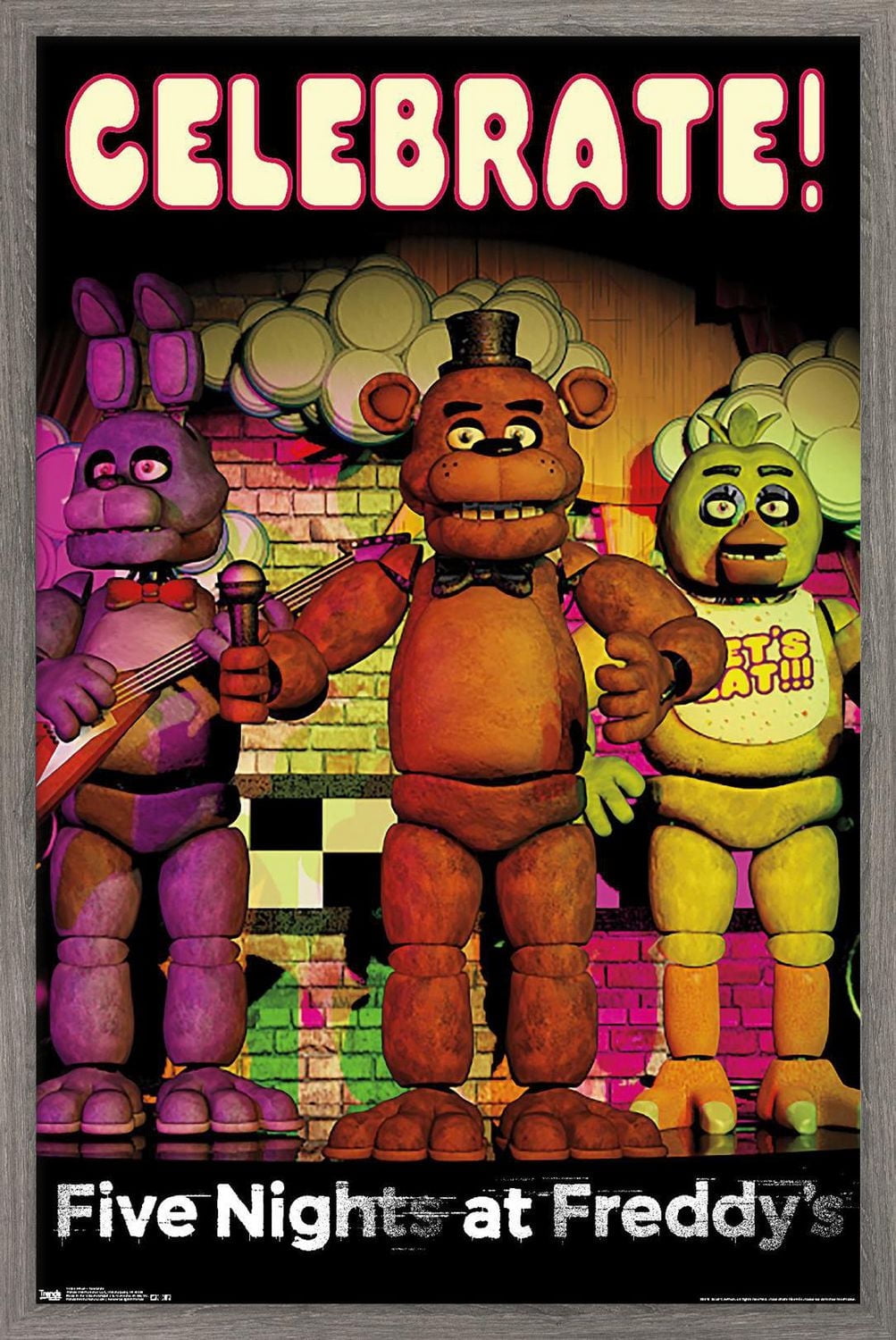 Five Nights at Freddy's - Celebrate Wall Poster, 14.725" x 22.375" Framed