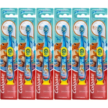 Colgate Dinosaur Toothbrush for Children with Suction Cup, Kids 2-5 Years Old, Extra Soft - Pack of 6