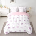 thumbnail image 2 of Erosebridal Princess Bow-Tie Bed in a Bag Full size, Plaid Bowknot Bed Set, Pink, Reversible 7 Pieces, 2 of 5