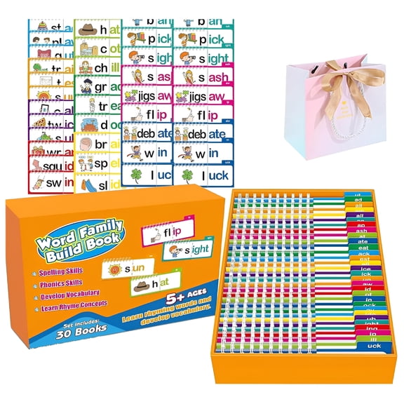 CCOCC 30 Read and Rhyme Flip Books, Word Family Build Book, Word Family Flip Books, Nursery Rhymes Come to Life with the 30 Read and Flip, Abc Vocabulary Flash Cards (1Pcs)