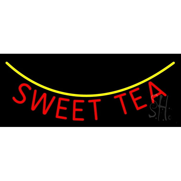 Sweet Tea Horizontal LED Neon Sign 10 x 24 - inches, Clear Edge Cut Acrylic Backing, with Dimmer - Bright and Premium built indoor LED Neon Sign for restaurant window and interior decor.