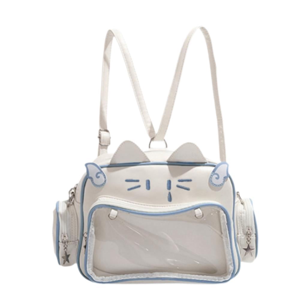 Wxqbjtam Cat Ita Bag DIY Cute Adjustable Strap Tote Bag PU Leather Women Shoulder Bag for Blue