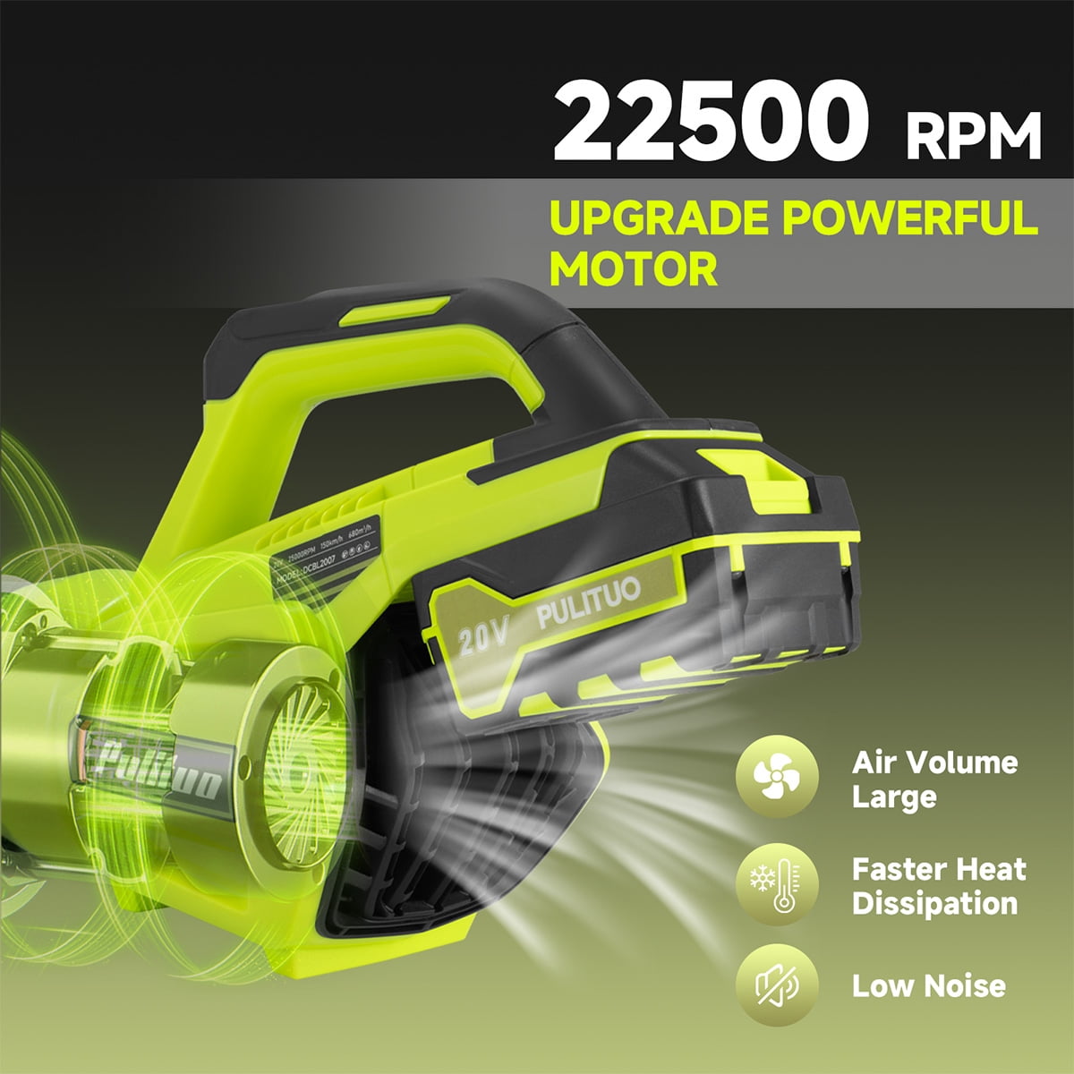 Leaf Blower Cordless with 2 Battery and Charger, 400CFM High Speed Leaf Blower with 2 Tubes, 20V Electric Leaf Cleaner, Lightweight Handheld Small Blower for Patio, Garden, House, Depot, Green