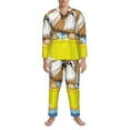 thumbnail image 3 of Salouo Dog Takes a Bath in the Bathtub Print Button-Front Long Sleeve Pajama Set for Men, Soft 2Pjs Men's Long Sleeve Sleepwear-Large, 3 of 7