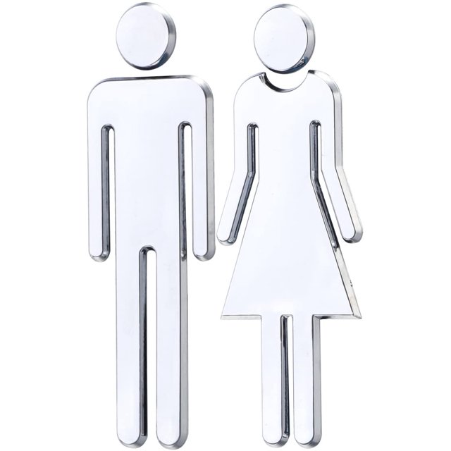 1 par de adhesivos para inodoro, espejo 3D extraíble, vinilo, adhesivo artístico de pared, pegatinas de arte de pared para hombres y mujeres para Bar, escuela (plata) JFHHH pequeña