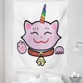 thumbnail image 1 of Unicorn Cat Tapestry, Pink Maneki Neko of Happiness Luck Success Love Culture Cartoon, Fabric Wall Hanging Decor for Bedroom Living Room Dorm, 5 Sizes, Multicolor, by Ambesonne, 1 of 1