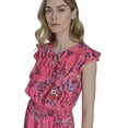 thumbnail image 3 of Falling Flowers Women's Smocked Fit & Flare With Ruffle Details Short Dress, Sizes XS-XL, 3 of 7