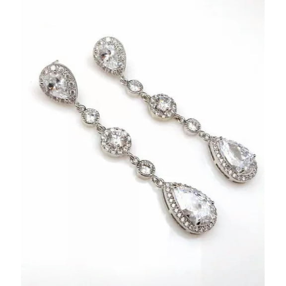 HOOUN 925 Silver Drop Earrings Cubic Zirconia Fashion Women Wedding Jewelry A Pair/set-#5