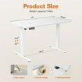 thumbnail image 3 of AENKYO Electric Height Adjustable Standing Desk with T-Shaped Metal Frame, Ergonomic Home Office Workstation for Computer, Modern Sit to Stand Desk，White, 3 of 8