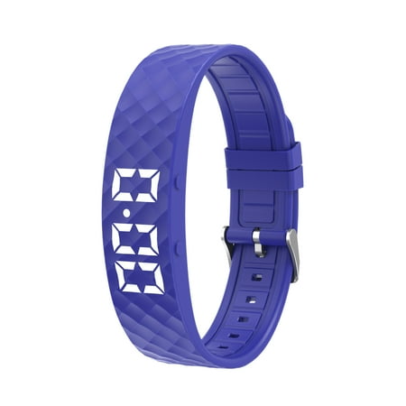 Digital Alarm Clock, Fitness Tracker Without Smartphone, Digital Counter, Smart Alarm Clock, Blue Rubber Wristband, 0.8 In Large Display, Vibration Alert Wearable, 1 Pc