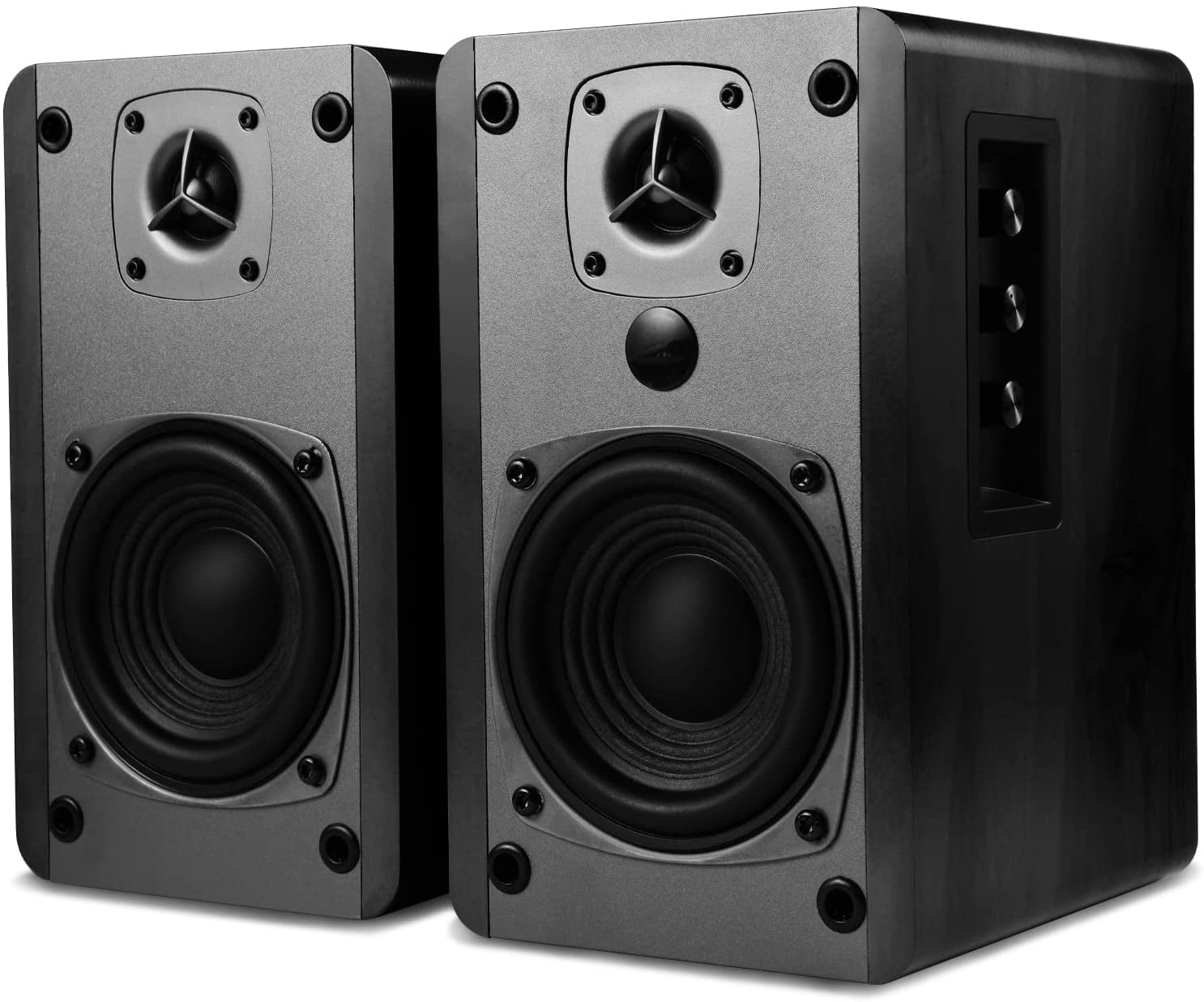 singing wood Wireless Bluetooth Bookshelf Speaker, Surround Sound, Black, 2 Pieces