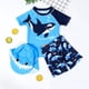 thumbnail image 3 of Traje De Baño Para Niños Pequeños, Bebés, Niños, Letras De Dibujos Animados, Estampado De Tiburón, Pantalones Cortos De Tiburón Con Sombrero, Conjuntos De Trajes De Baño, Azul Odeerbi  LM103-3112, 3 of 9