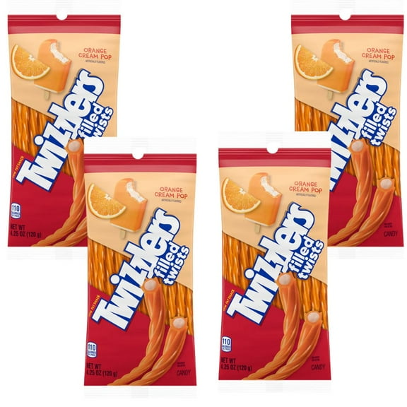 Twizzlers Orange Cream Pop 4.25 Oz Pack of 4